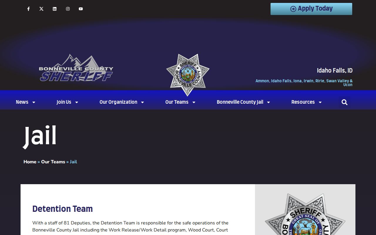 Bonneville County Sheriff Detention Team page