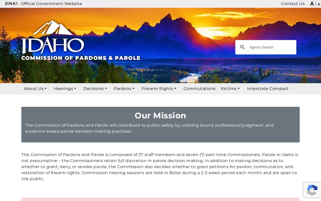 Idaho Commission of Pardons and Parole home page