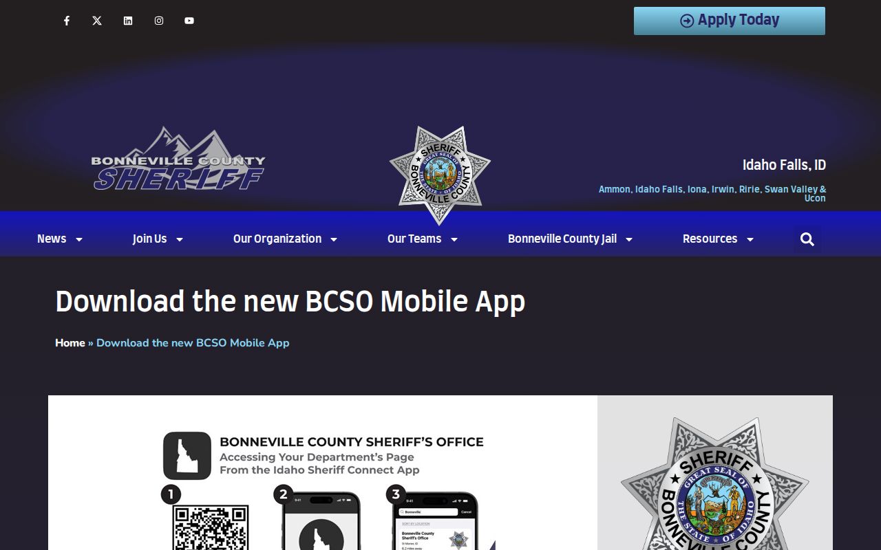 Bonneville County mugshots of released inmates sheriff app source