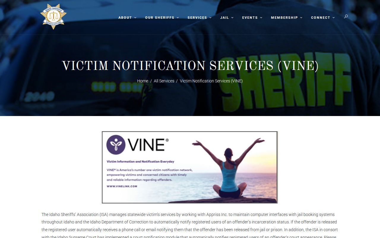 Idaho VINE registration and phone PIN instructions